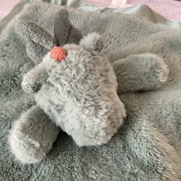 Cloud Island Dragon Wings Lovey Green Plush Baby Security Blanket Satin - Picture 4 of 10